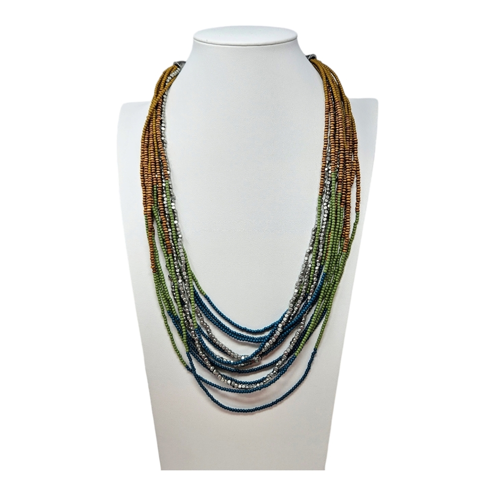 Lia Sophia Lakeview Necklace Beaded Multi Strand Boho